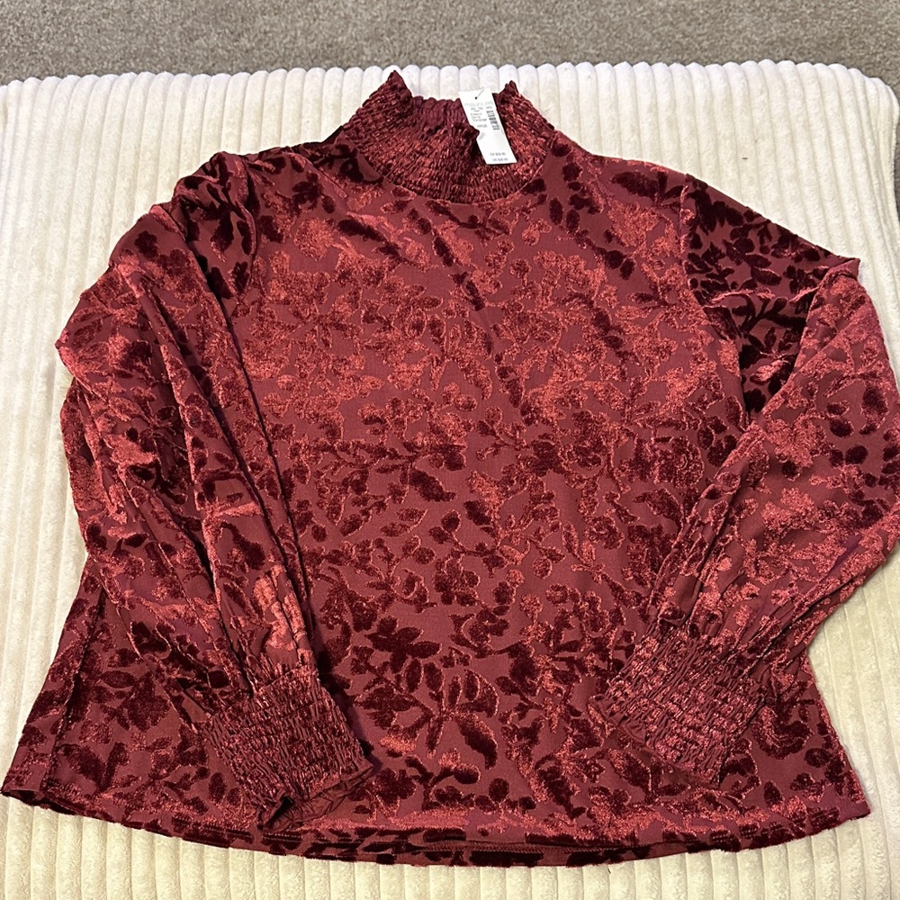 Maurices Deep Red Floral Blouse